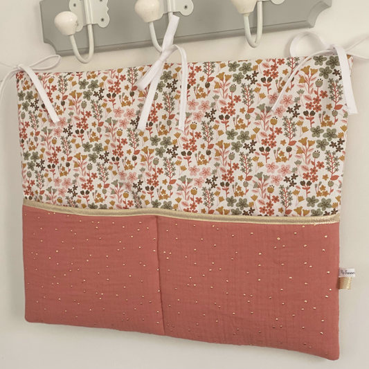 Baby comforter range in golden terracotta with camel pink lime green flowers LOUISE Collection