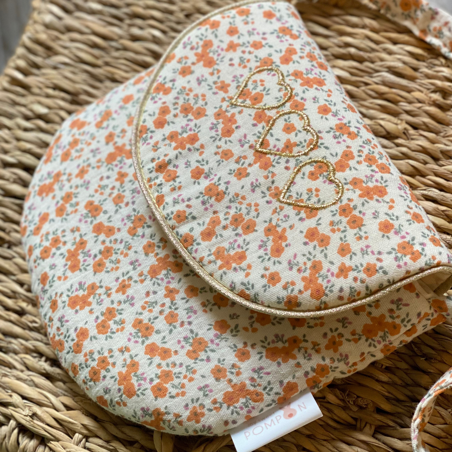 Sac à bandoulière pour petite fille en gaze de coton à fleurs