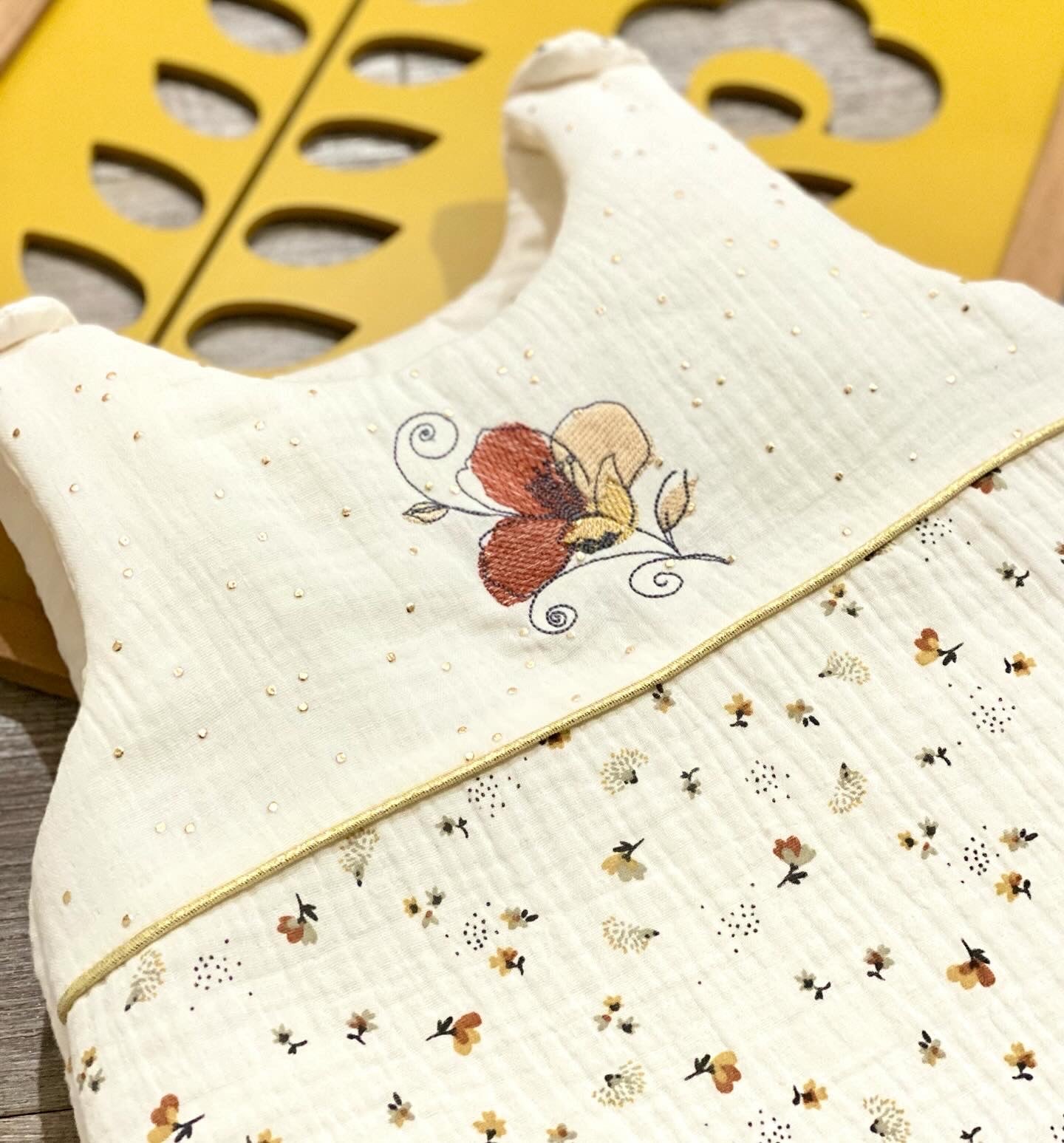 Baby girl winter sleeping bag Spring Double ecru gold gauze Iris Collection