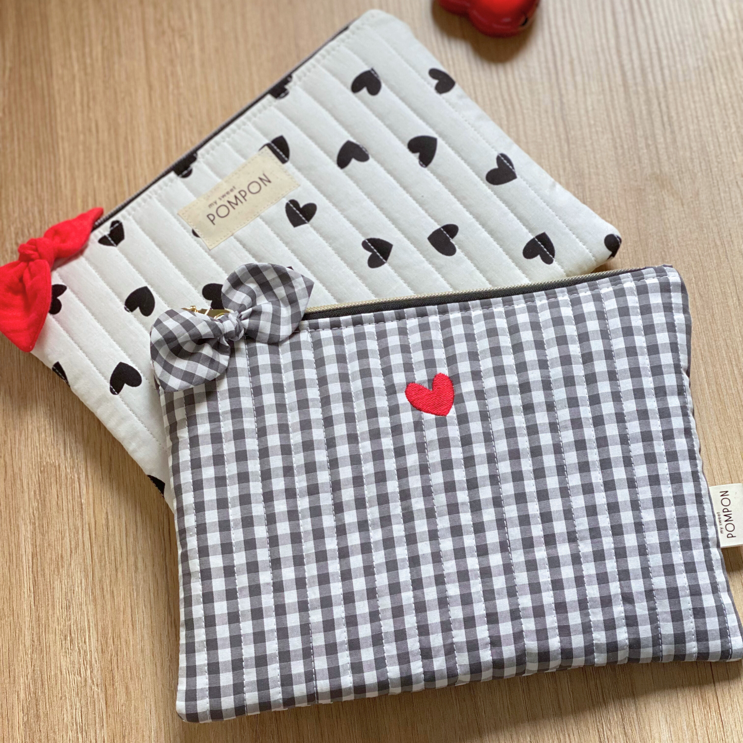 Pochette trousse plate coeur