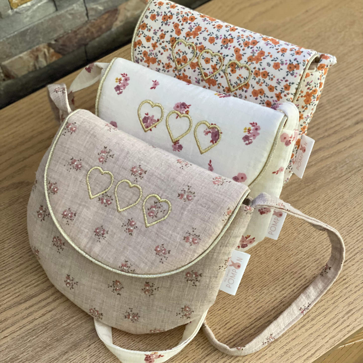 Sac à bandoulière pour petite fille en gaze de coton à fleurs