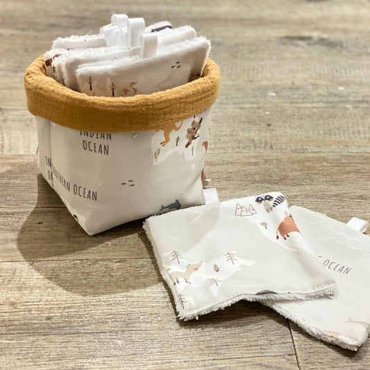 Washable cotton wipes for baby boy animals Jules Collection